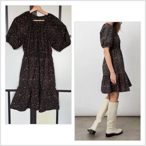 Rails Dresses & Skirts - Rails khloe dress in savannah Puff Sleeves Animal Print Size Medium Preppy Boho